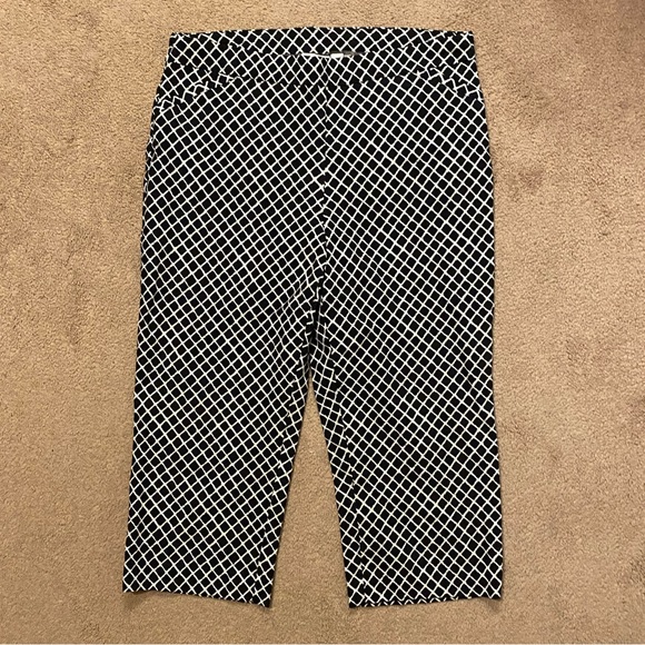 Kim Rogers black white Capri stretch pants size 16 - Picture 2 of 9